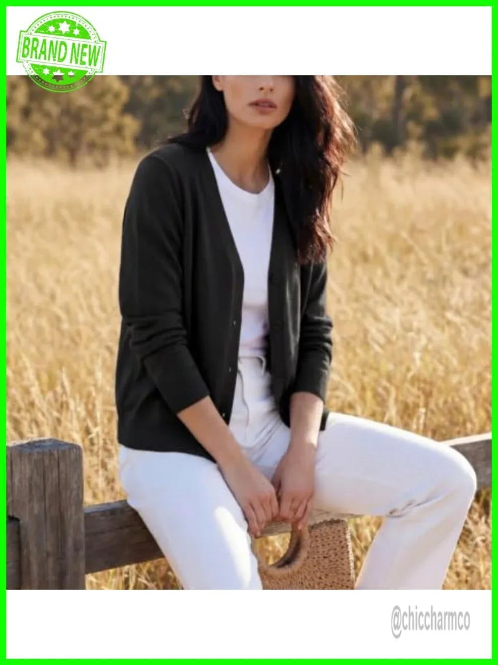 Lightweight Long Sleeve V-Neck Cardigan Button Front Women's Open Knit Sweater